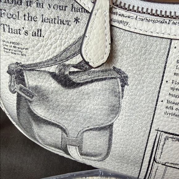 Coach Carmen Mini Tote Crossbody Bag Purse Newspaper Print Chain & Leather Strap - Picture 6 of 13